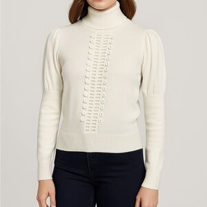 SEE BY‎ CHLOÉ White Knit Turtleneck Sweater